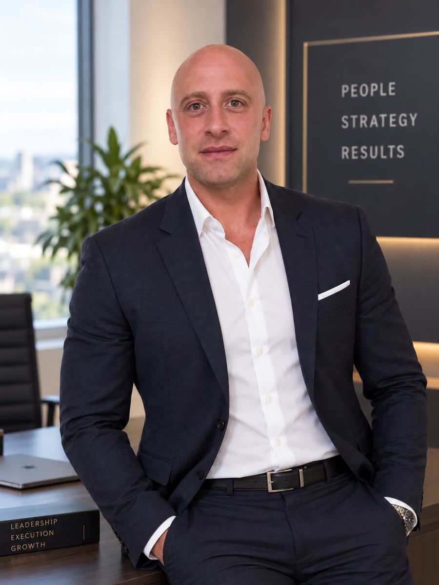 James Antaki in a navy suit, standing in an office.